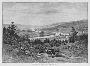VALLEY VIEW OF THE JUNCTION AT THE NASHWAAK AND TAY in west-central New Brunswick,,Historical Pic...