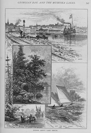 SCENES AROUND LAKE SIMCOE,VIEW OF PENETANGUISHENE,Historical Picturesque Canada,1882 prints