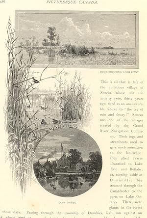 DUCK SHOOTING AT LONG POINT, ONTARIO,Picturesque Canada,1882 print