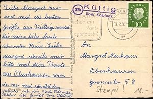 Ansichtskarte / Postkarte Landpoststempel 22b Küttig über Koblenz