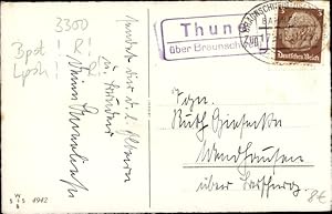 Ansichtskarte / Postkarte Landpoststempel Thune über Braunschweig, Bahnpoststempel