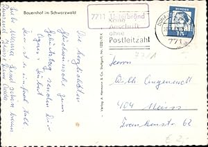 Ansichtskarte / Postkarte Landpoststempel 7711 Unterbränd Bräunlingen im Schwarzwald Baden