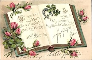 Bild des Verkufers fr Prge Ansichtskarte / Postkarte Wie ser Klee und Rosen, So mge dich umkosen das Glck der Liebe auch, Buch zum Verkauf von akpool GmbH