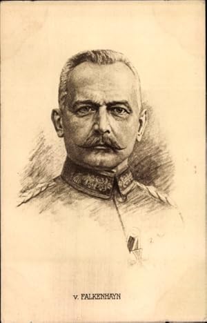 Künstler Ansichtskarte / Postkarte General Erich von Falkenhayn, Portrait, Rotes Kreuz