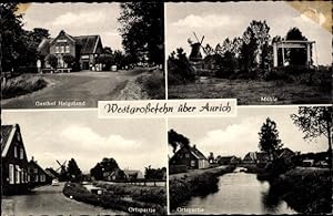 Bild des Verkufers fr Ansichtskarte / Postkarte Westgroefehn Groefehn in Ostfriesland, Gasthof Helgoland, Windmhle, Straenpartie zum Verkauf von akpool GmbH