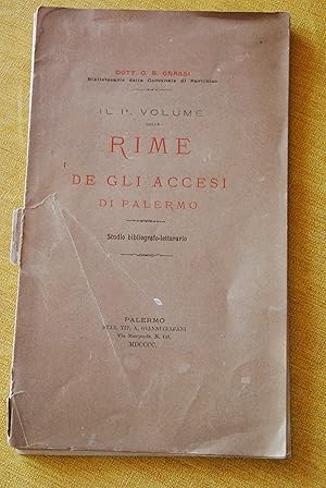 Seller image for rime de gli accesi di palermo (rare sottolineature a matita) for sale by STUDIO PRESTIFILIPPO NUNZINA MARIA PIA