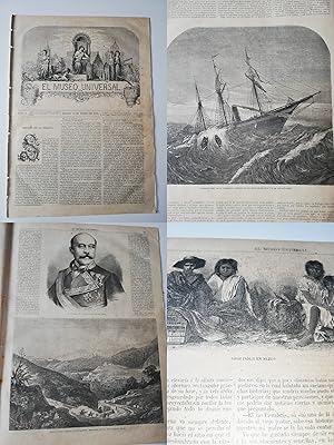 EL MUSEO UNIVERSAL. Nº2, Enero 1869. Grabados: Naufragio del vapor Hibernia, Guanajuato,