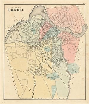 Imagen del vendedor de City of Lowell. Reduced by permission from the large Map by R.W. Baker a la venta por Antiqua Print Gallery