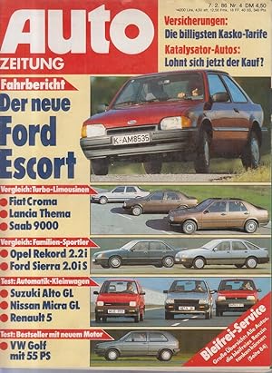 Auto Zeitung: Feb. 86, Nr. 4: Versicherungen: Die Billigsten Kasko-Tarife, Katalysator- Autos: Lo...
