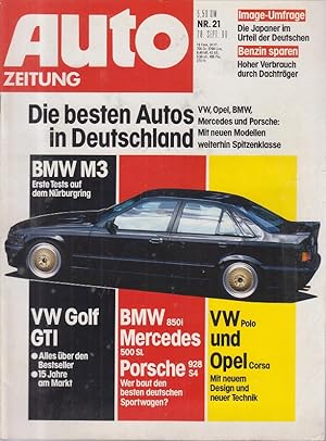 Auto Zeitung: Sep 90, Nr.21: Die besten Autos in Deutschland, BWW M3, Erste Tests auf dem Nürburg...