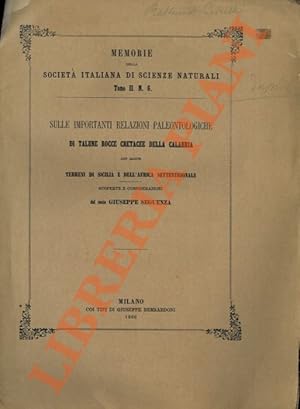 Sulle importanti relazioni paleontologiche di talune rocce cretacee della Calabria con alcuni ter...