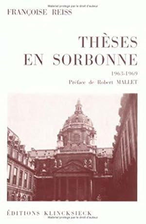 Imagen del vendedor de Thses en Sorbonne a la venta por JLG_livres anciens et modernes