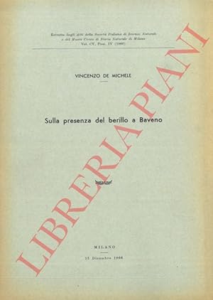 Bild des Verkufers fr Sulla presenza del berillio a Baveno. zum Verkauf von Libreria Piani