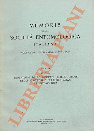 Repertorio delle biografie e bibliografie degli scrittori e cultori italiani di entomologia.