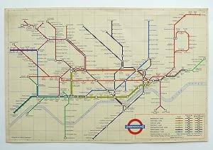 London] Underground Diagram of Lines and Station Index. Tri-fold passenger map.