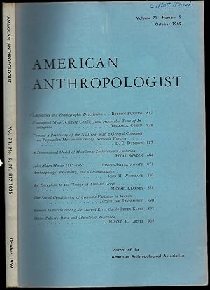 Image du vendeur pour Linguistics and Ethnographic Description in American Anthropologist Volume 71 Number 5 mis en vente par The Book Collector, Inc. ABAA, ILAB