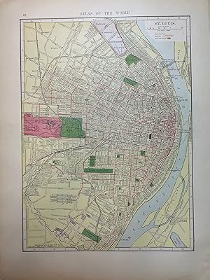 Map of St. Louis from 1910 Hammond Atlas of the World