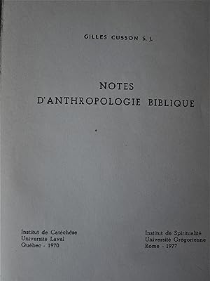 Notes dAnthropologie Biblique