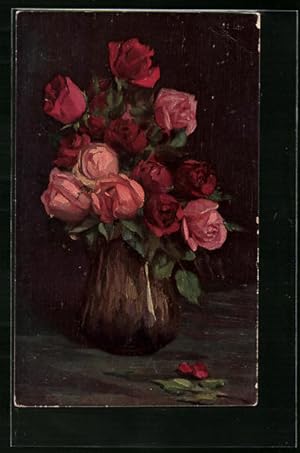 Künstler-Ansichtskarte Erpaco-Kunstverlag Nr. 14-3: Rosen in einer Vase