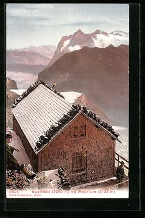 Ansichtskarte Berglihütte, Berghütte mit Wetterhorn