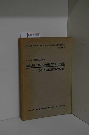 Bild des Verkufers fr Religionsphilosophie der Gegenwart / Philosophische Forschungsberichte Heft 3 zum Verkauf von ralfs-buecherkiste