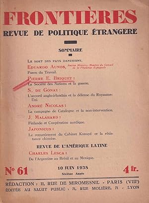 Frontières. Revue de Politique Étrangere. [Issues 61, 67 & 71].
