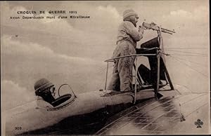 Ansichtskarte / Postkarte Croquis de Guerre 1915, Avion Deperdussin muni d'une Mitrailleuse, I WK