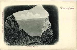 Ansichtskarte / Postkarte Schafberg im Salzkammergut in Salzburg, Schafbergbahn, Tunnel Ausblick