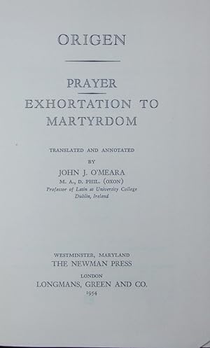 Bild des Verkufers fr Prayer. Exhortation to martyrdom. zum Verkauf von Antiquariat Bookfarm