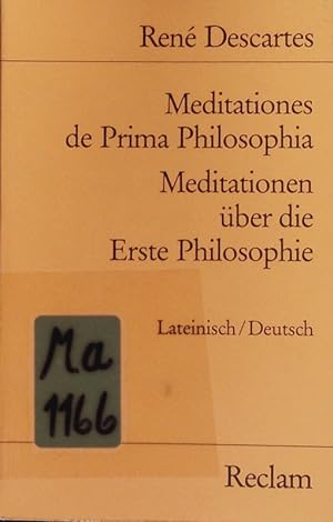 Bild des Verkufers fr Meditationes de prima philosophia. zum Verkauf von Antiquariat Bookfarm