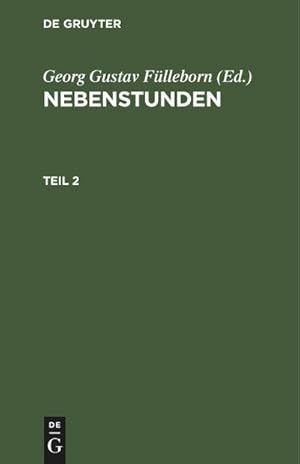 Bild des Verkufers fr Nebenstunden. Teil 2 zum Verkauf von AHA-BUCH GmbH