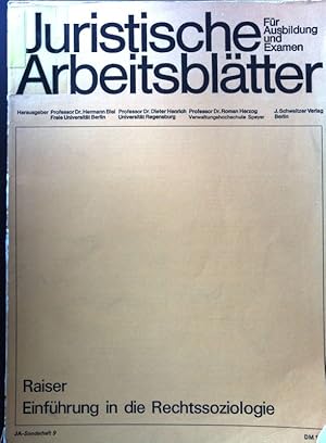 Bild des Verkufers fr Einfhrung in die Rechtssoziologie. Juristische Arbeitsbltter / JA-Sonderhefte ; 9 zum Verkauf von books4less (Versandantiquariat Petra Gros GmbH & Co. KG)