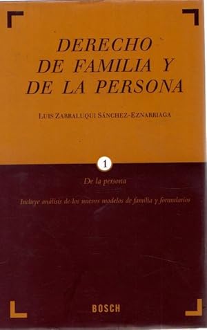Image du vendeur pour Derecho de familia y de la persona. Tomo I. De la persona . mis en vente par Librera Astarloa