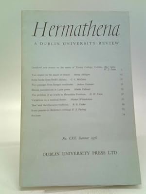 Seller image for Hermathena: A Dublin University Review No. CXX for sale by World of Rare Books