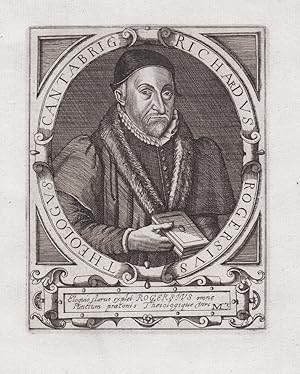 Bild des Verkufers fr Richardus Rogersius Theologus Cantabrig." - Richard Rogers (1532-1597) English Priest Cambridge Dean of Canterbury bishop Bischof Portrait zum Verkauf von Antiquariat Steffen Vlkel GmbH