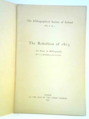Seller image for The Rebellion of 1803: An Essay in Bibliography, Vol. V, No. 1 for sale by World of Rare Books