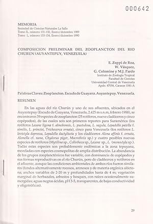 Seller image for Composicion Preliminar del Zooplancton del Rio Churun (Auyantepuy for sale by Clivia Mueller