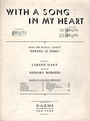 Immagine del venditore per SHEET MUSIC: "With a song in My Heart .frpom the Musica Comedy "Spring is Here" venduto da Dorley House Books, Inc.