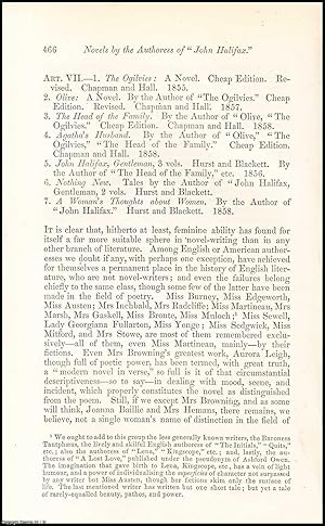 Seller image for Novels by the Authoress of John Halifax, Dinah Mulock. An uncommon original article from the North British Review, 1858. for sale by Cosmo Books