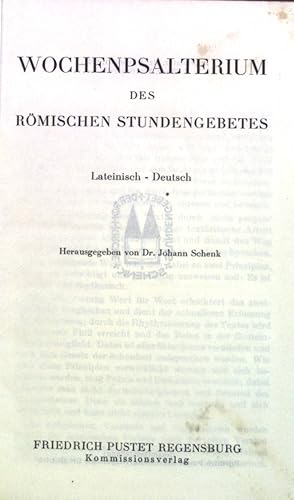 Bild des Verkufers fr Wochenpsalterium des Rmischen Stundengebetes. zum Verkauf von books4less (Versandantiquariat Petra Gros GmbH & Co. KG)