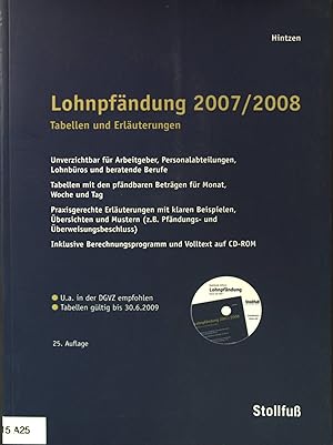 Bild des Verkufers fr Lohnpfndung 2007/2008: Tabellen und Erluterungen Stollfuss-Ratgeber zum Verkauf von books4less (Versandantiquariat Petra Gros GmbH & Co. KG)