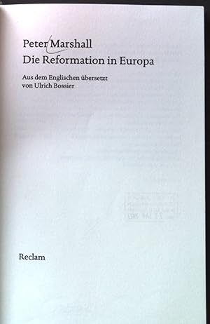 Seller image for Die Reformation in Europa. for sale by books4less (Versandantiquariat Petra Gros GmbH & Co. KG)