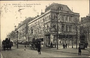 Seller image for Ansichtskarte / Postkarte Paris X, Le Boulevard St.-Martin et le Theatre de l'Ambigu, Kutsche for sale by akpool GmbH