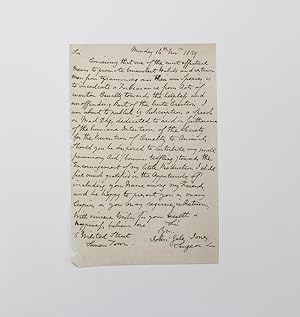Seller image for An Original Letter Signed and Written by John Gale Jones in Relation to the Society for the Prevention of Cruelty to Animals for sale by Lasting Words Ltd