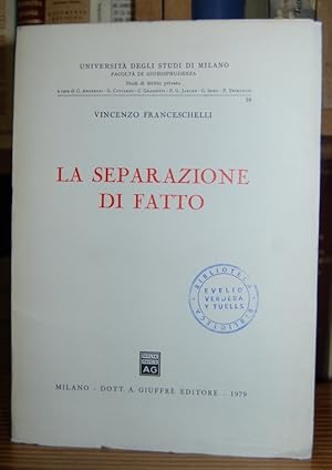 Immagine del venditore per LA SEPARAZIONE DI FATTO venduto da Fbula Libros (Librera Jimnez-Bravo)