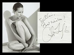 Seller image for Christy Turlington - Rare signed sheet + Photo - Paris 90s for sale by PhP Autographs