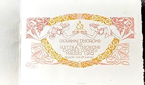 Immagine del venditore per Annuncio Nozze Giovanni Tesorone ed Elettra Tesorone Napoli Palazzo Cariati 1910 venduto da Studio bibliografico De Carlo