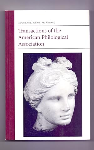 Bild des Verkufers fr Transactions of the American Philological Association. Autumn 2003 / Volume 133 / Number 2. zum Verkauf von Die Wortfreunde - Antiquariat Wirthwein Matthias Wirthwein