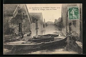Ansichtskarte Juvigny, Les Inondations (Janvier 1910), Entrèe du Village, route de Vraux