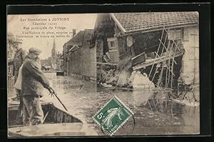 Ansichtskarte Juvigny, Les Inondations (Janvier 1910), Rue principale du Village